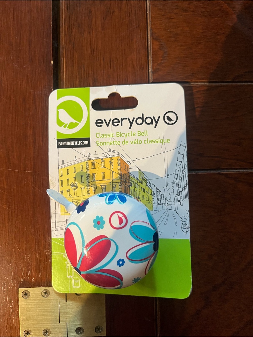White Floral Bike Bell with Multicolor Flower Accents